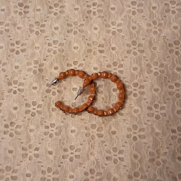 NEW Genuine Yellow Citrine Austrian Crystal Medium Round Hoop Earrings 30mm Gift - Picture 7 of 7